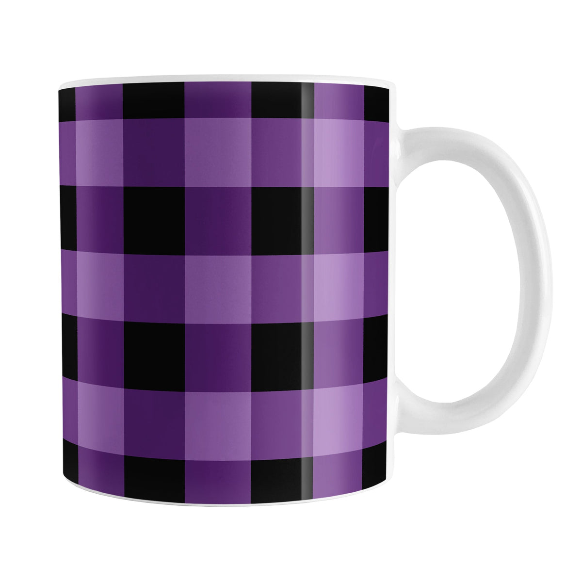 Purple and Black Buffalo Plaid Mug