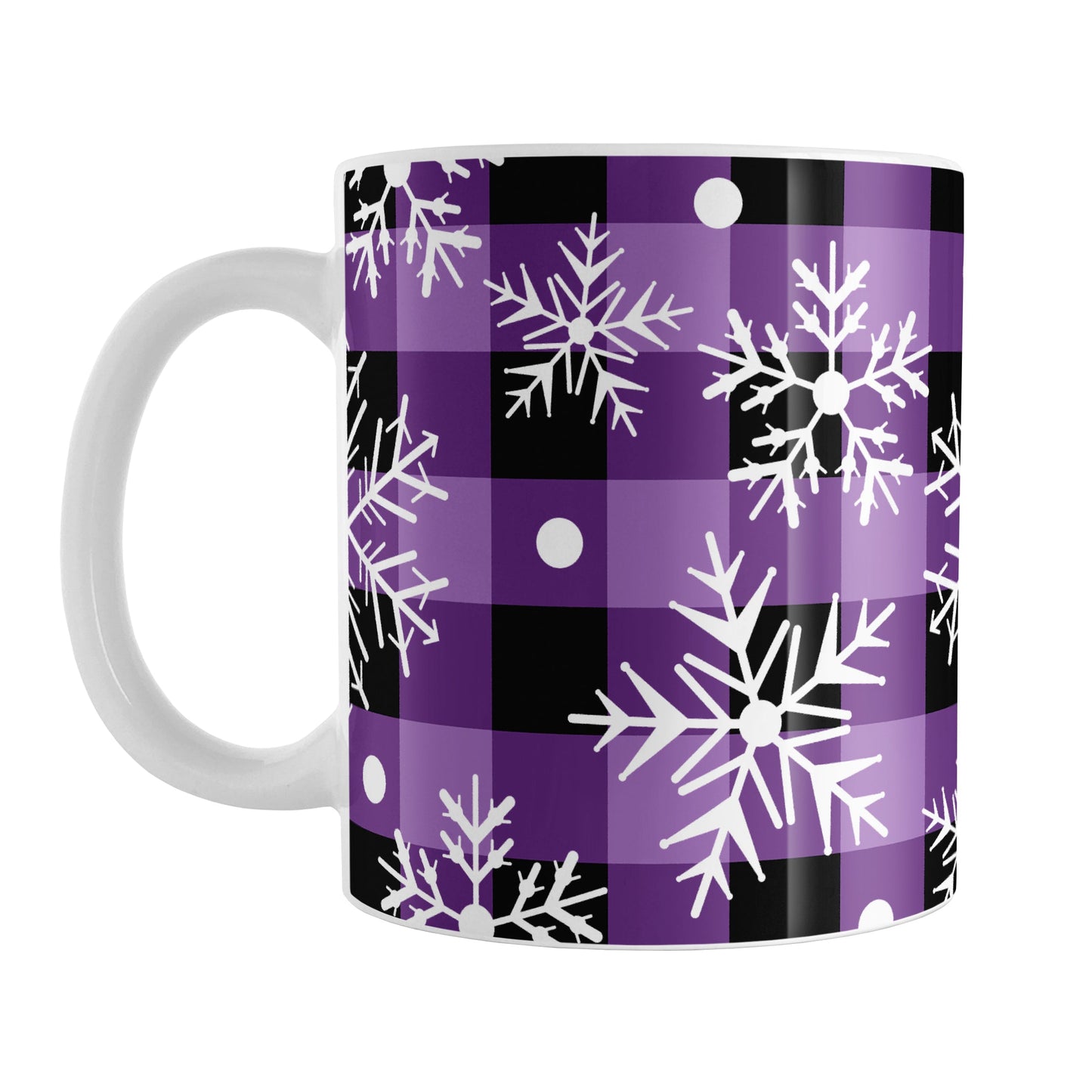 Purple and Black Buffalo Plaid Snowflake Mug