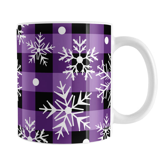 Purple and Black Buffalo Plaid Snowflake Mug