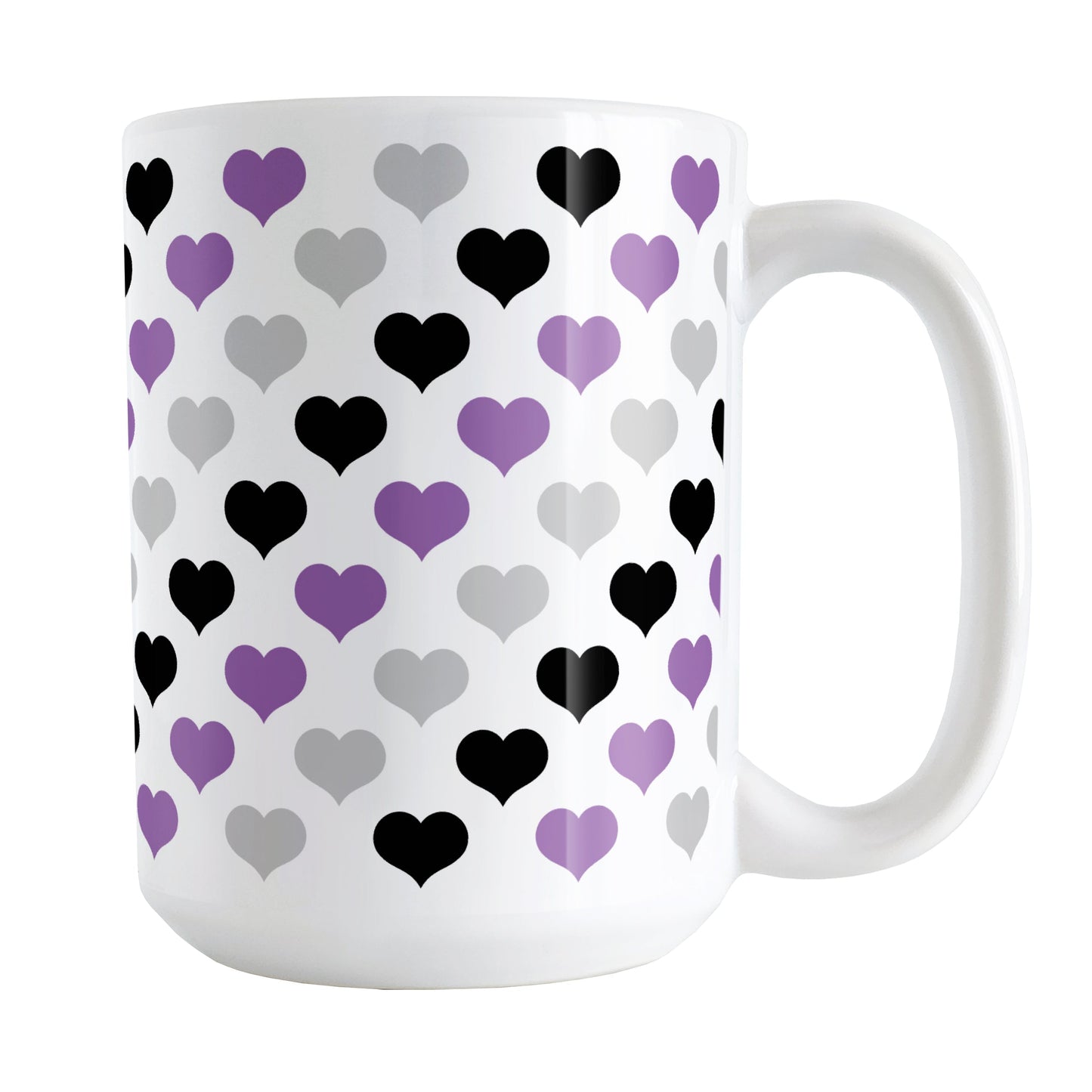 Purple Black Gray Hearts Pattern Mug