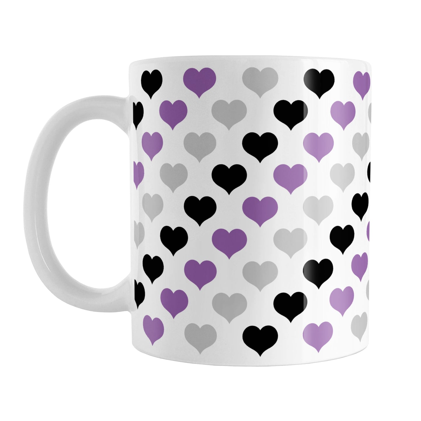 Purple Black Gray Hearts Pattern Mug