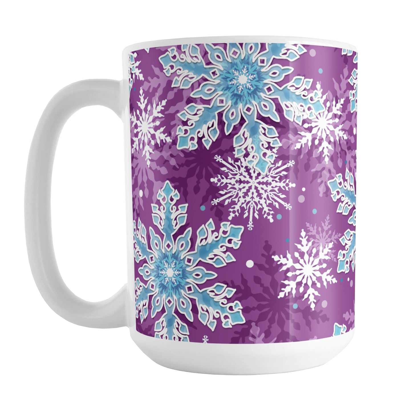 Purple Blue Snowflake Pattern Winter Mug