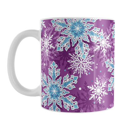 Purple Blue Snowflake Pattern Winter Mug