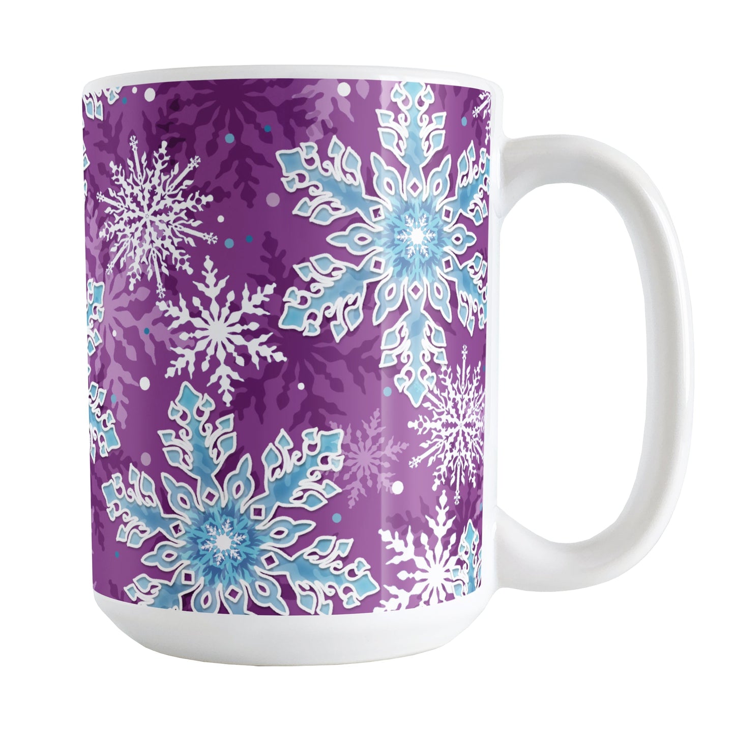 Purple Blue Snowflake Pattern Winter Mug