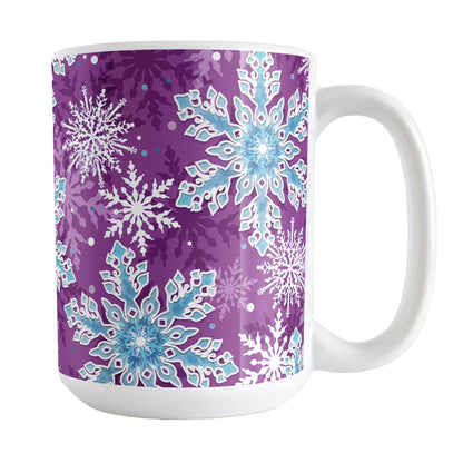 Purple Blue Snowflake Pattern Winter Mug