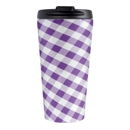 Purple Gingham Travel Mug