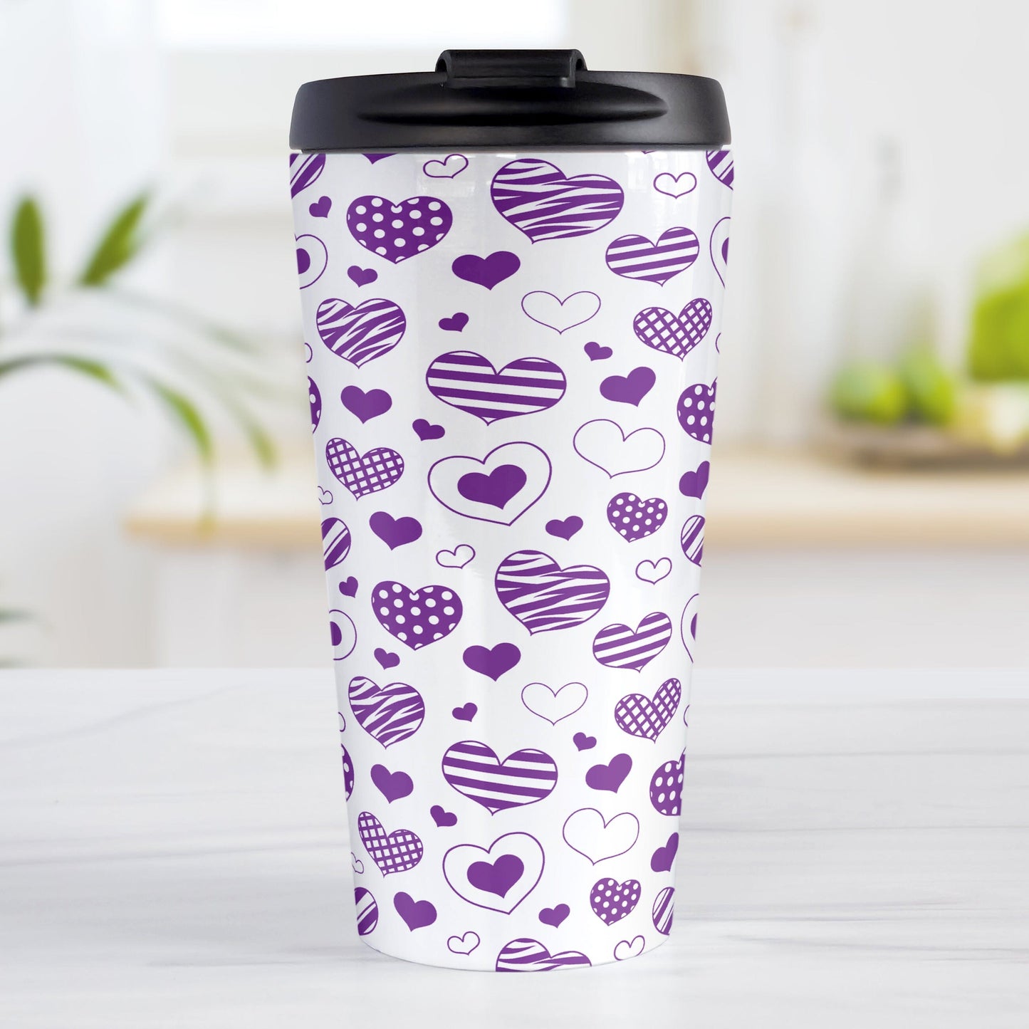 Purple Heart Doodles Travel Mug