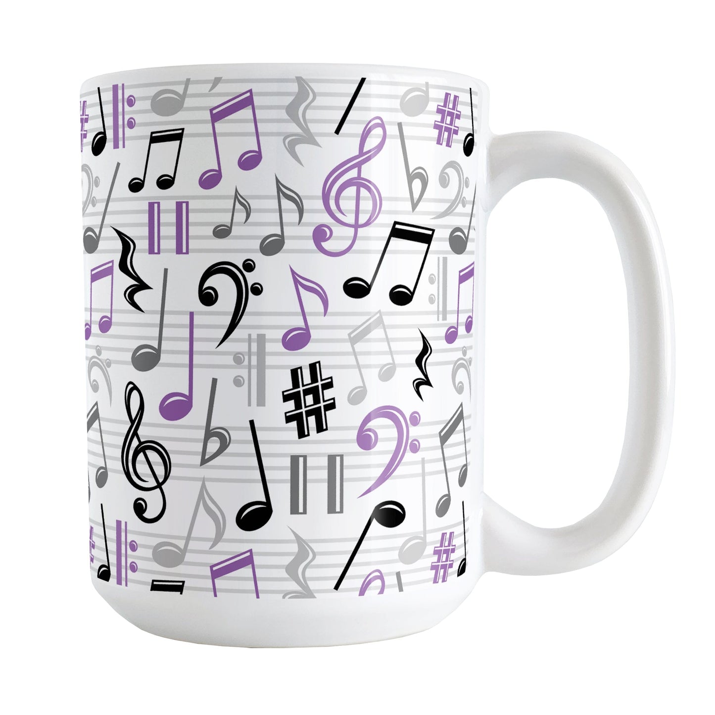Purple Music Notes Pattern Mug