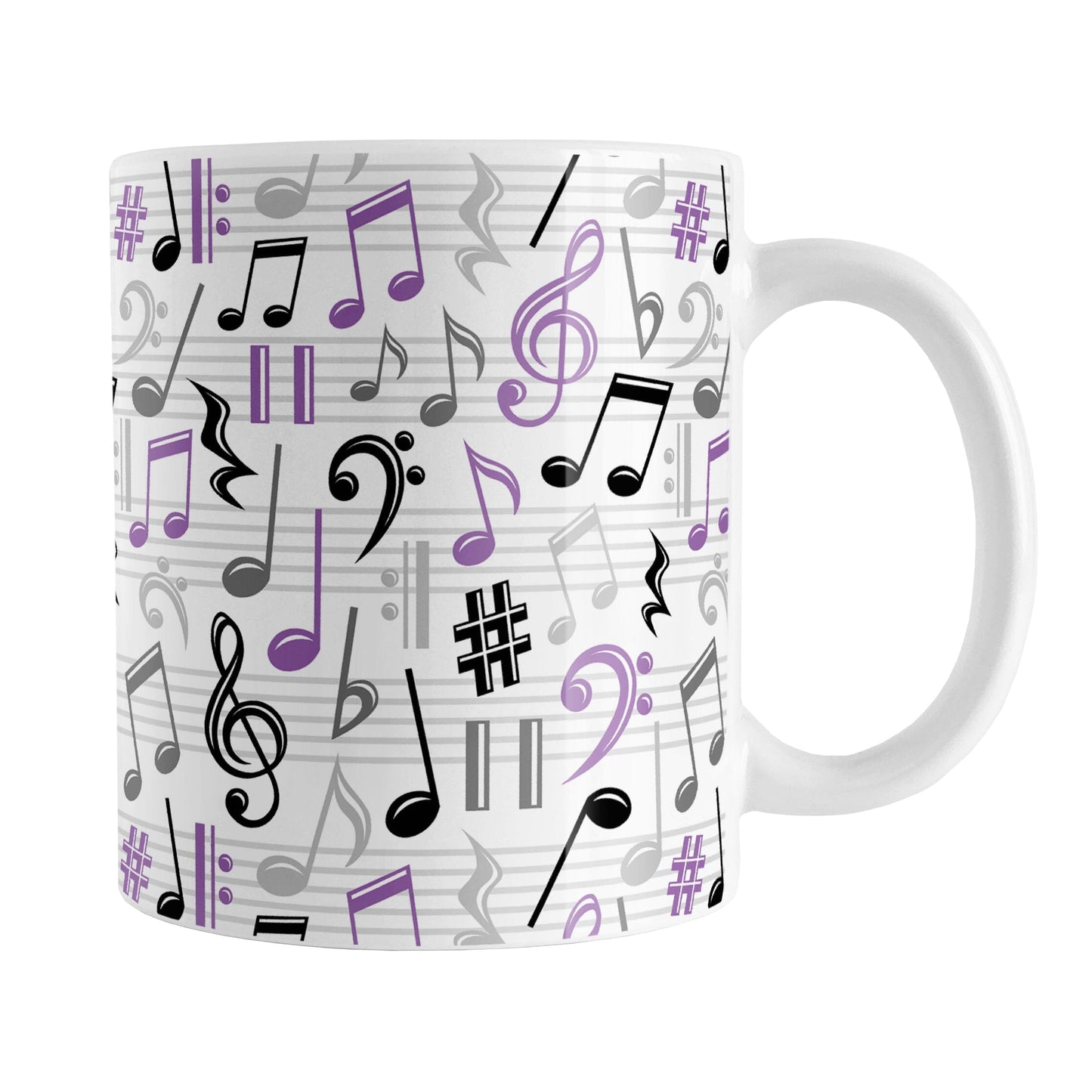 Purple Music Notes Pattern Mug