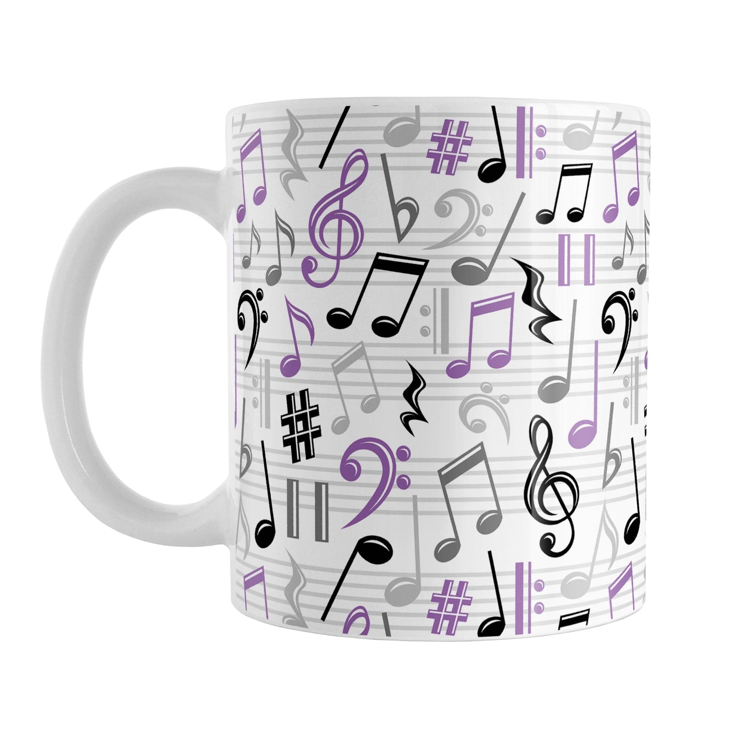 Purple Music Notes Pattern Mug
