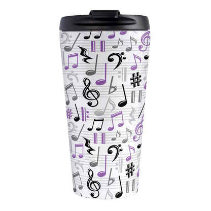 Purple Music Notes Pattern Travel Mug