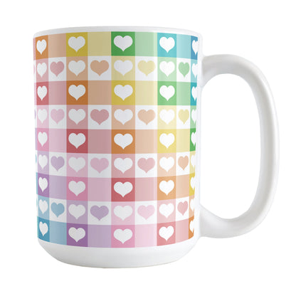 Rainbow Hearts Gingham - Cheerful Checks Mug