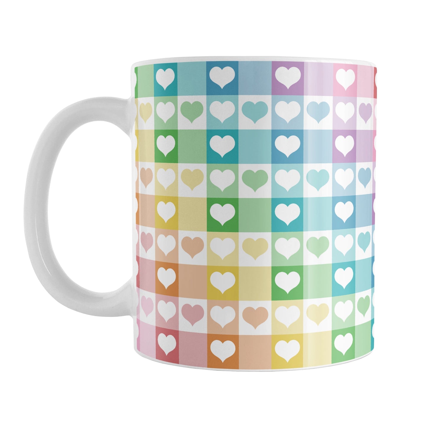 Rainbow Hearts Gingham - Cheerful Checks Mug