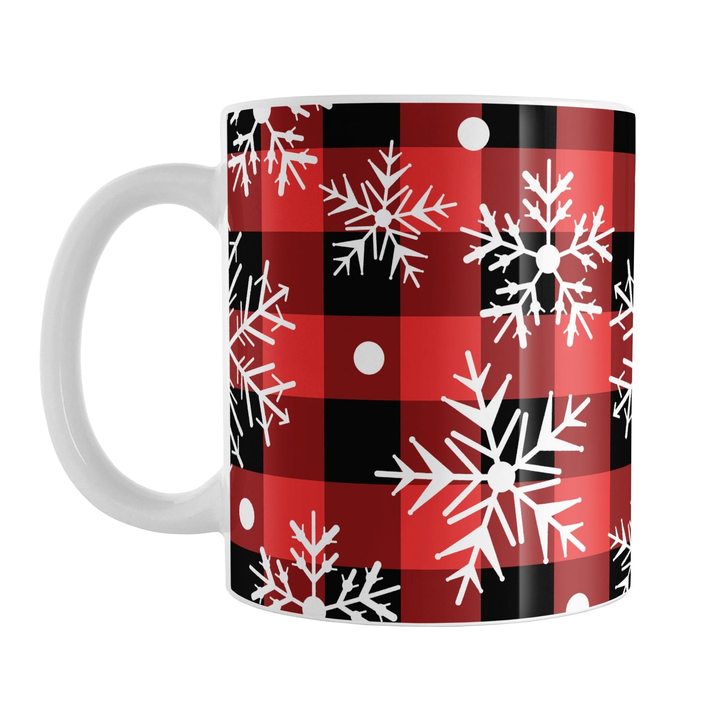 Red and Black Buffalo Plaid Snowflake Mug