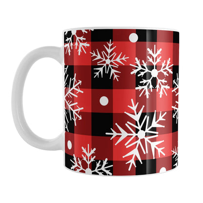 Red and Black Buffalo Plaid Snowflake Mug