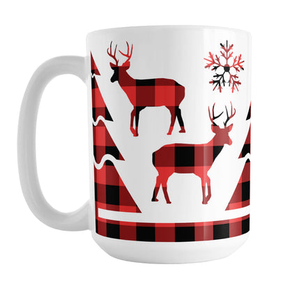 Red Buffalo Plaid Deer and Trees Mug