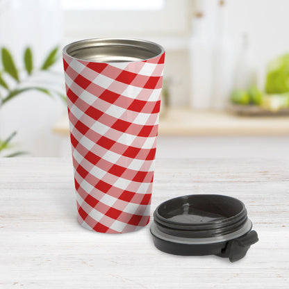 Red Gingham Travel Mug