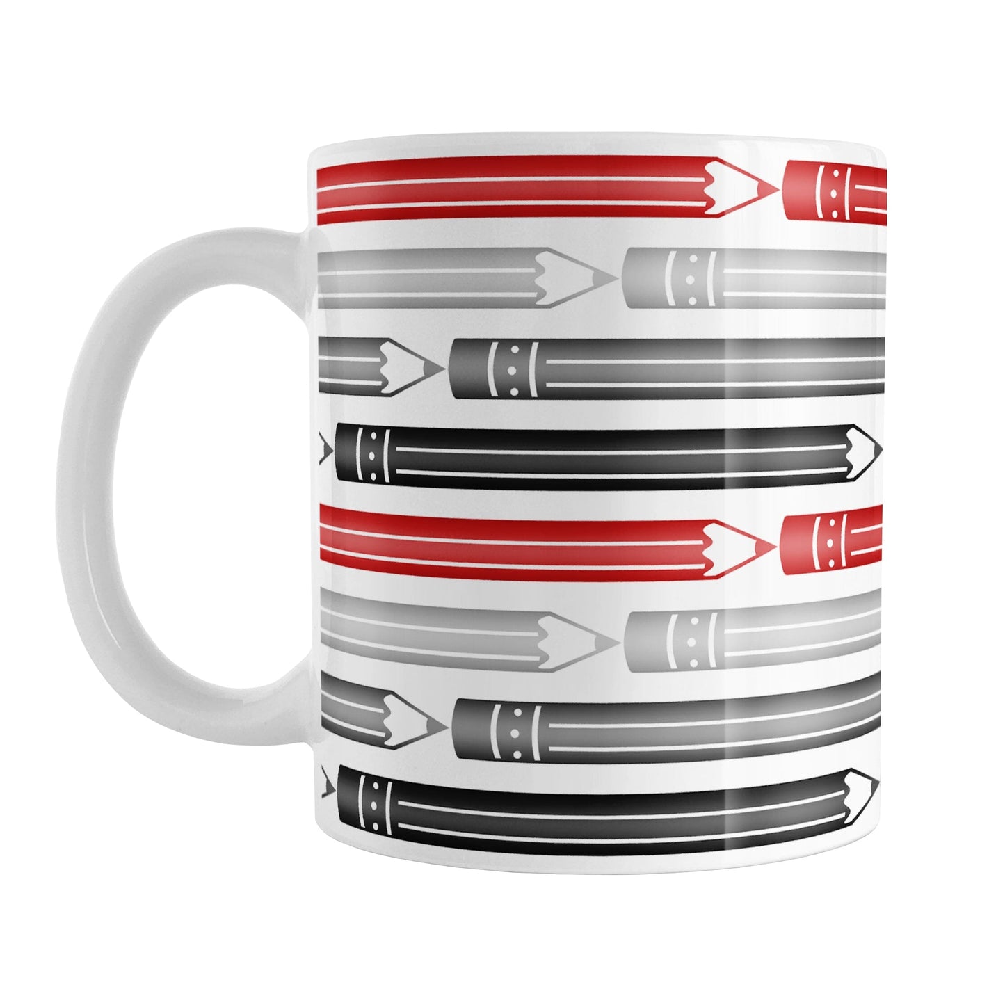 Red Gray Black Pencils Pattern Mug