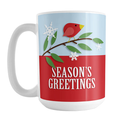 Red Holiday Bird Season's Greetings Christmas Mug
