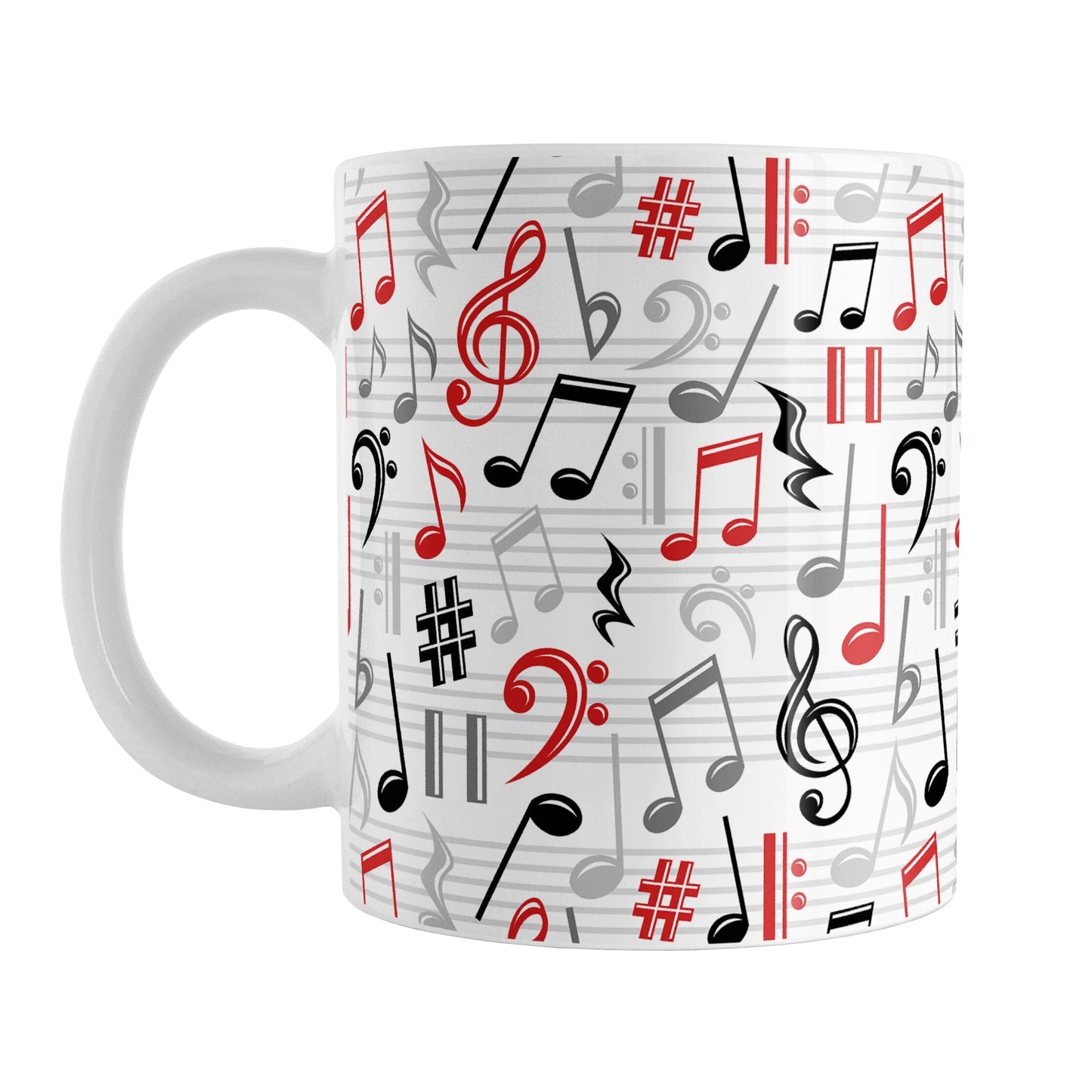 Red Music Notes Pattern Mug
