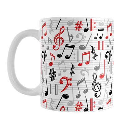 Red Music Notes Pattern Mug