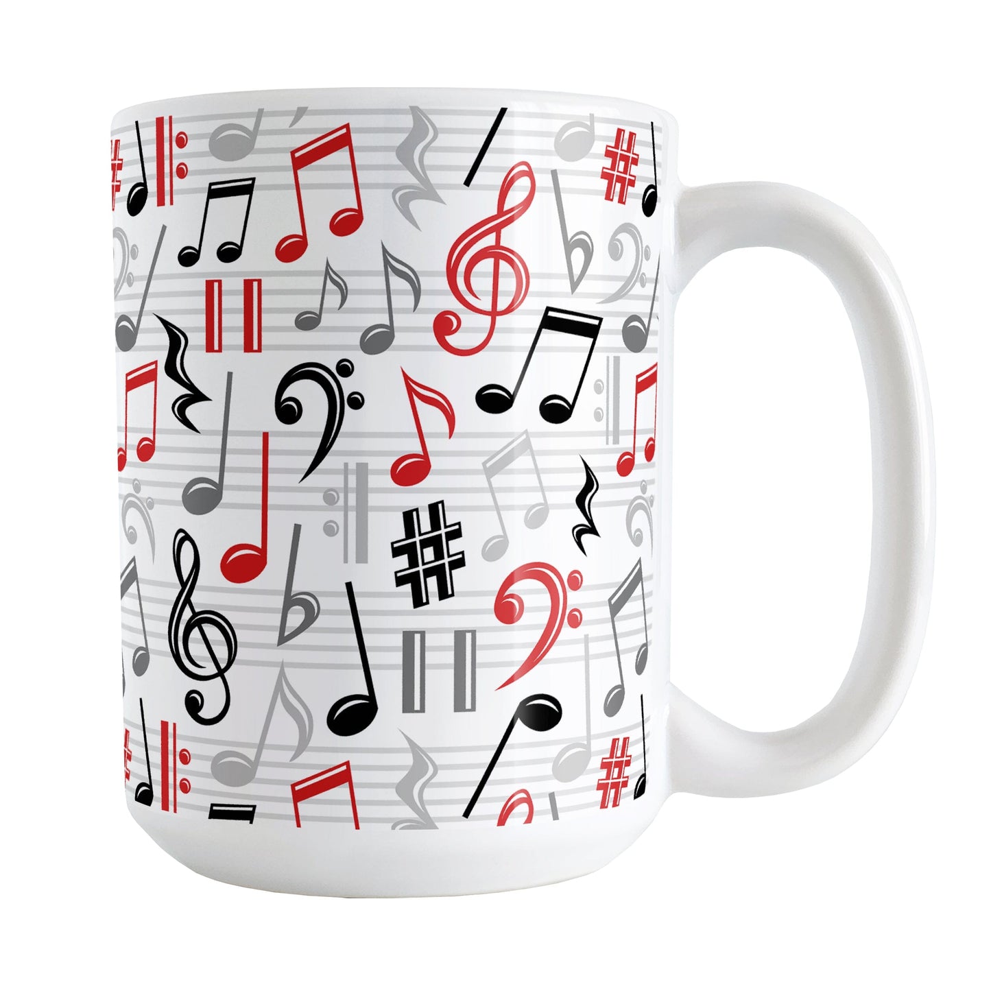 Red Music Notes Pattern Mug