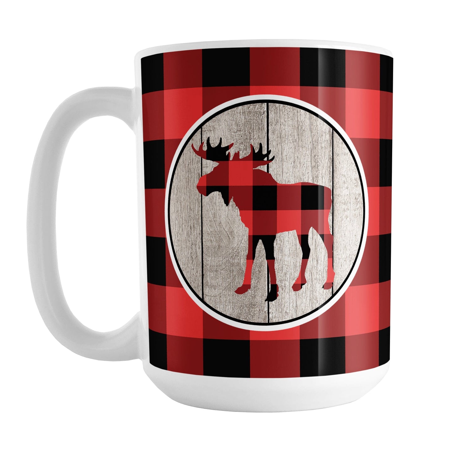 Rustic Red Buffalo Plaid Moose Mug