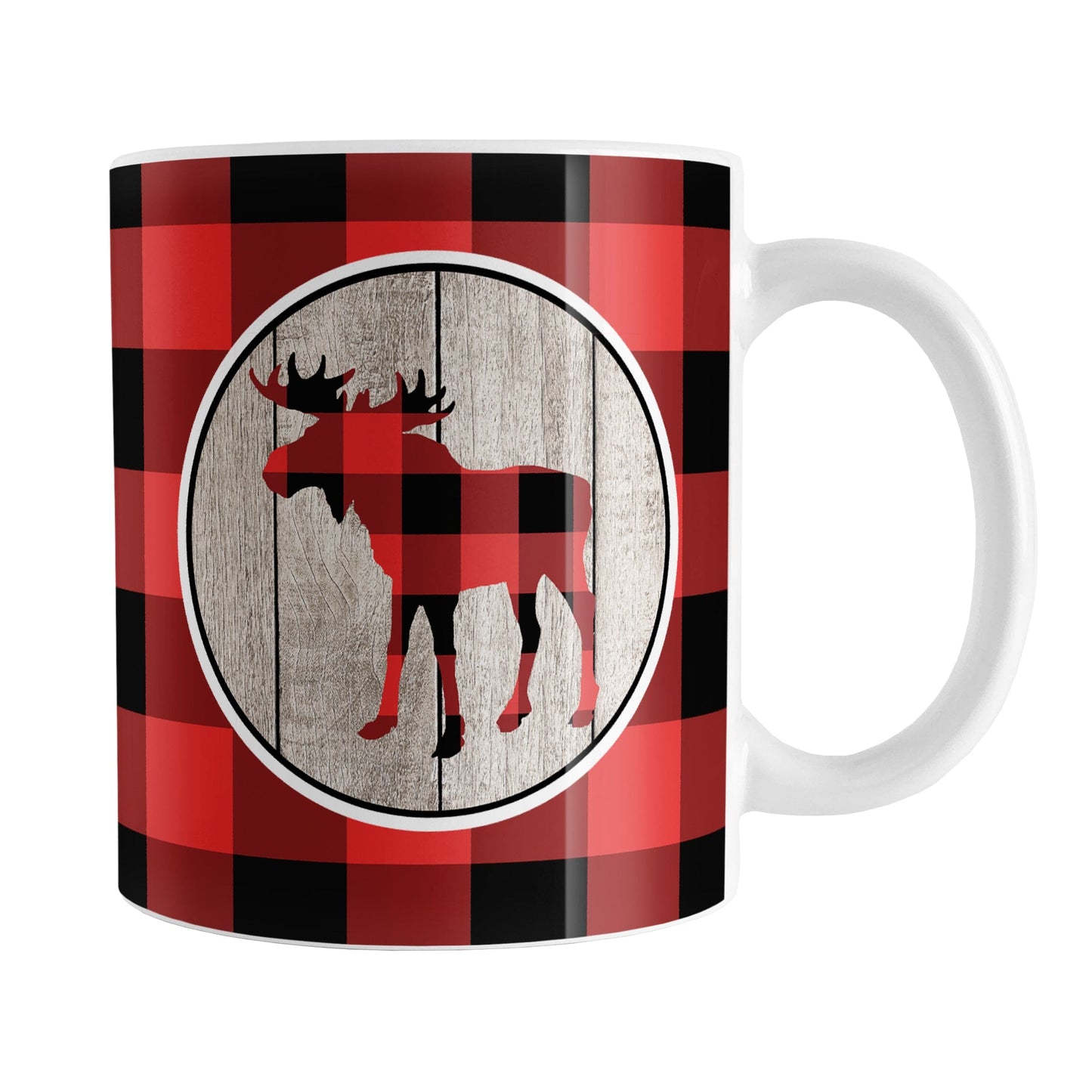 Rustic Red Buffalo Plaid Moose Mug