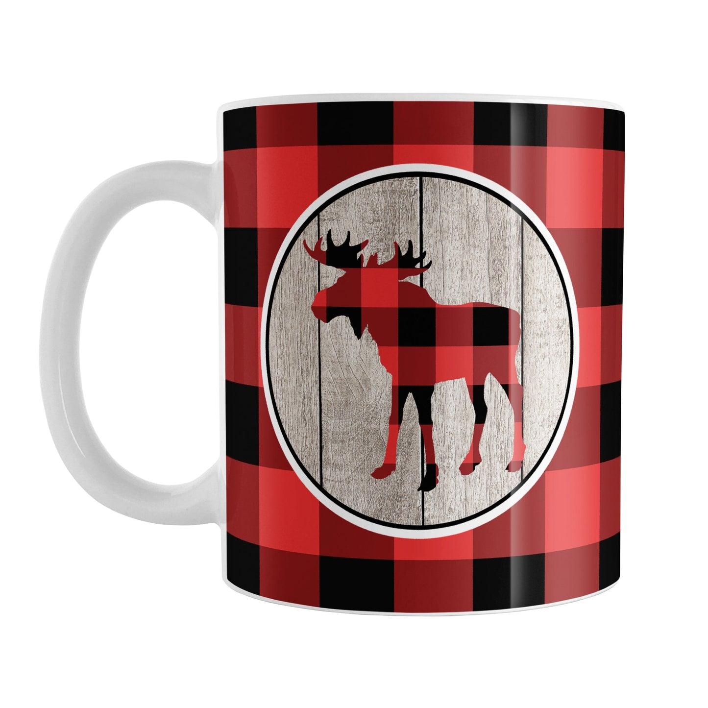 Rustic Red Buffalo Plaid Moose Mug