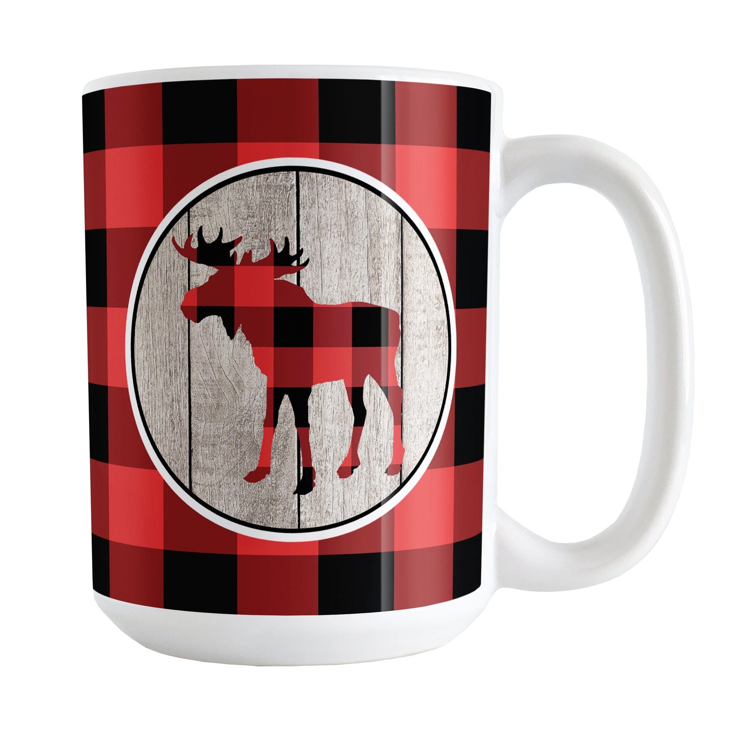 Rustic Red Buffalo Plaid Moose Mug