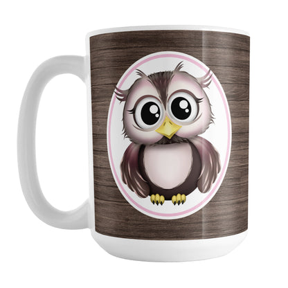 Rustic Wood Pink and Brown Owl Mug