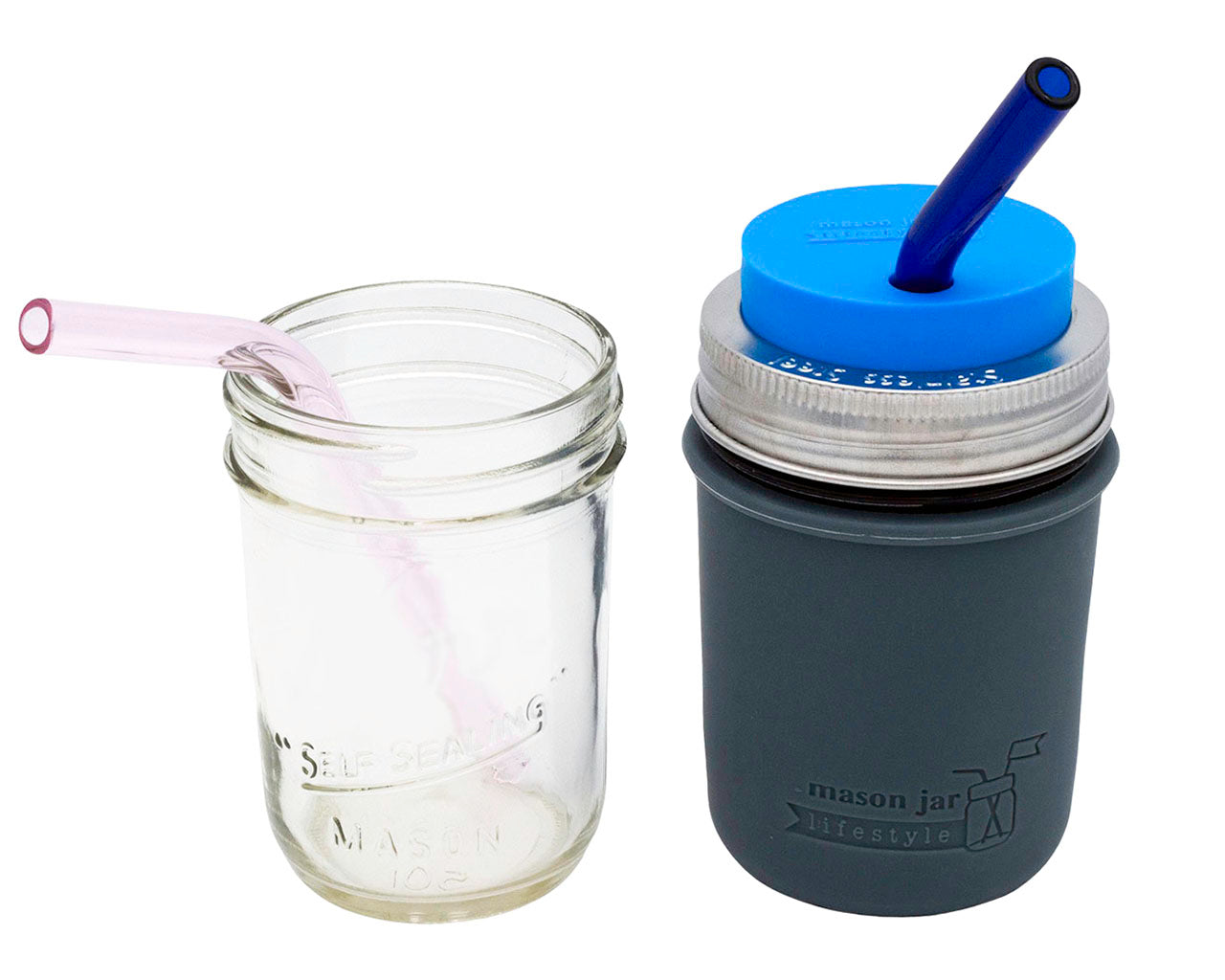 Individual Stainless Steel & Glass Straws for Mason Jars