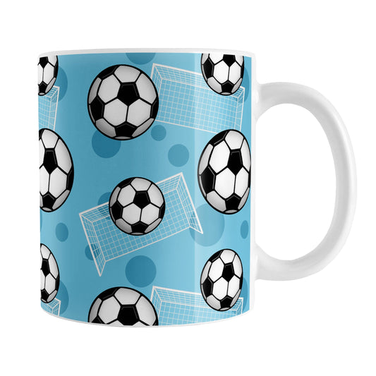 Soccer Ball and Goal Pattern Blue Mug
