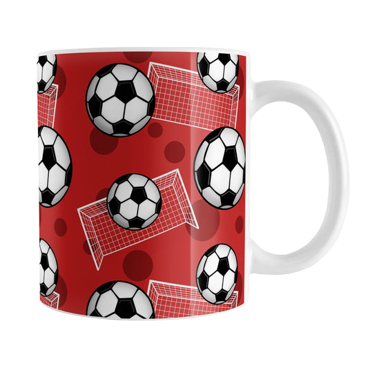 Soccer Ball and Goal Pattern Red Mug