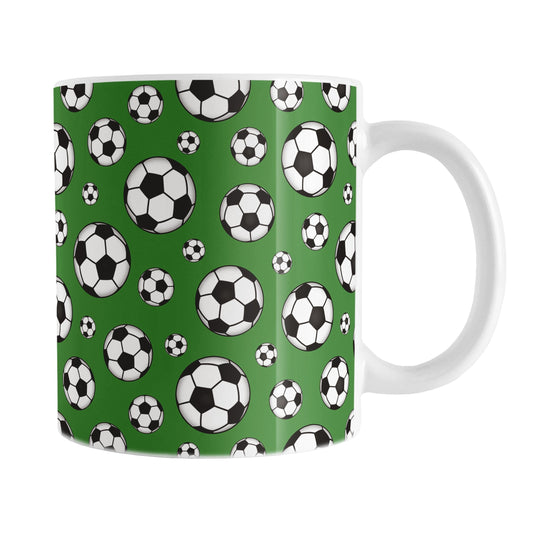 Soccer Balls on Dark Green Mug