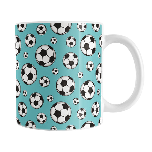 Soccer Balls on Teal Mug