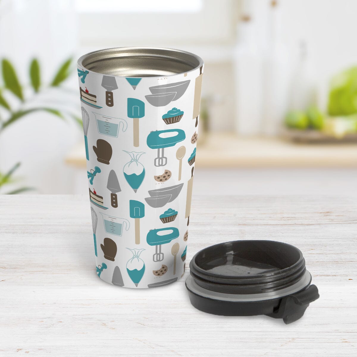 Turquoise Baking Pattern Travel Mug