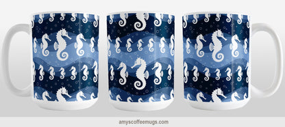 Wavy Blue Seahorse Mug