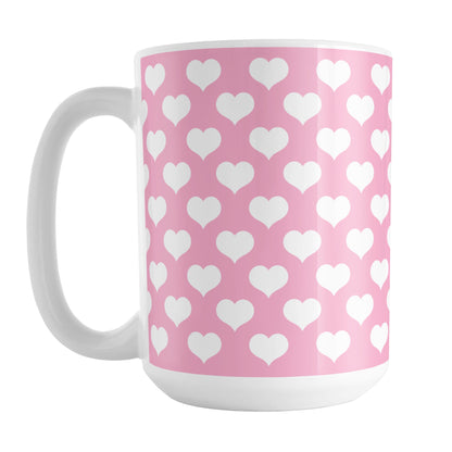 White Hearts Pattern Pink Mug