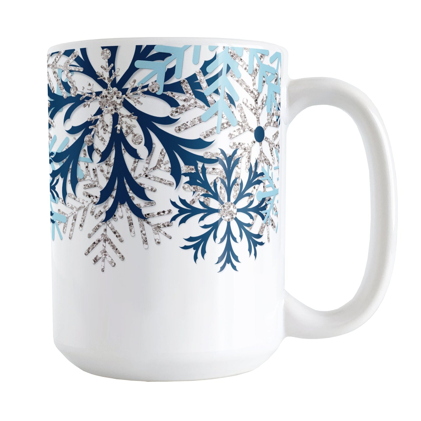 Winter Blue Silver Snowflake Mug