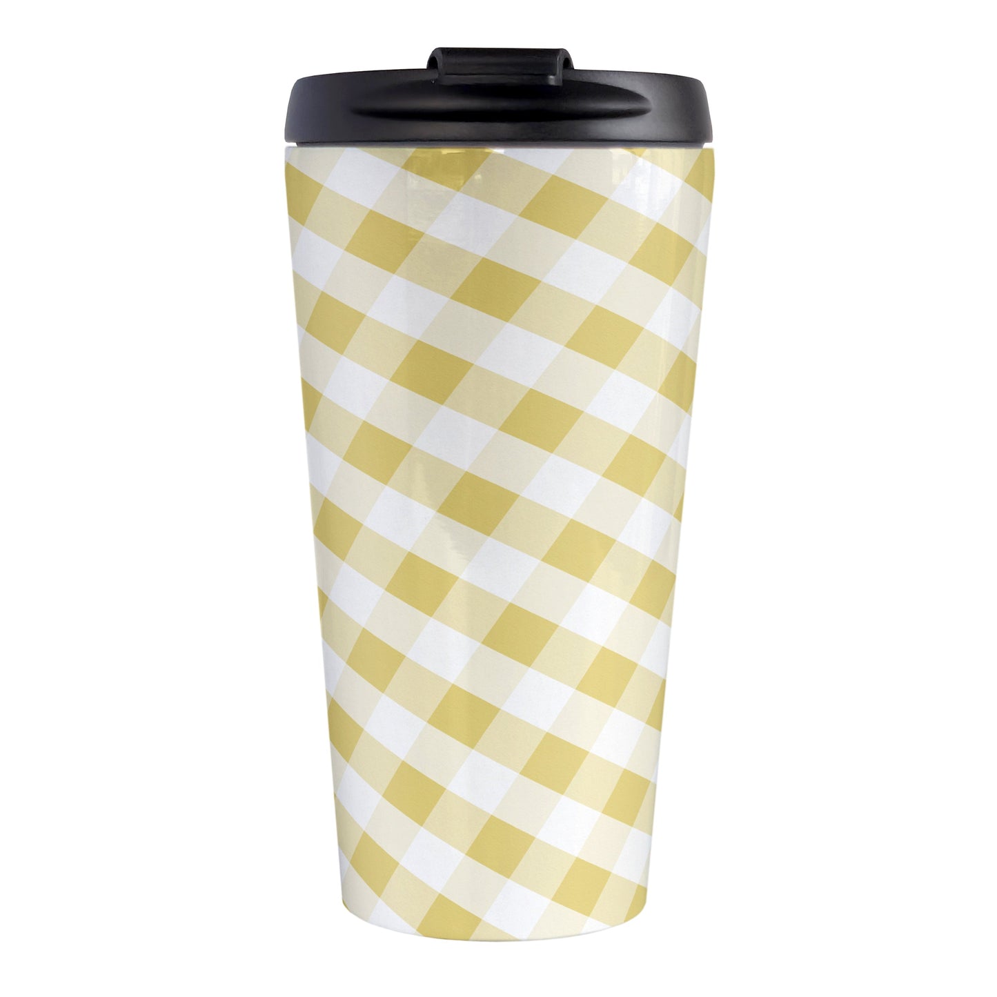 Yellow Gingham Travel Mug