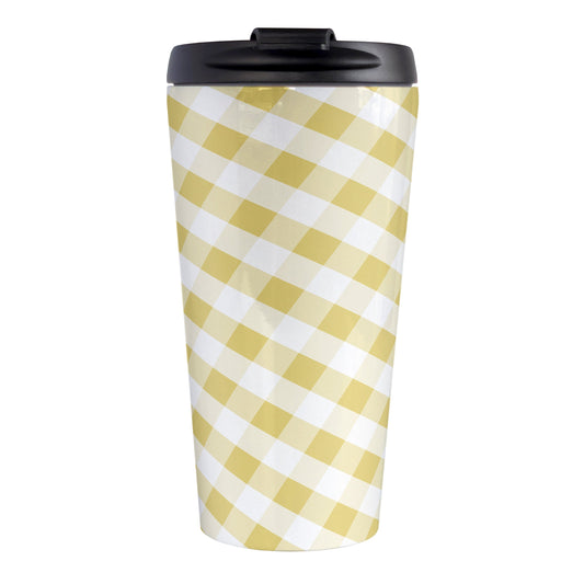 Yellow Gingham Travel Mug