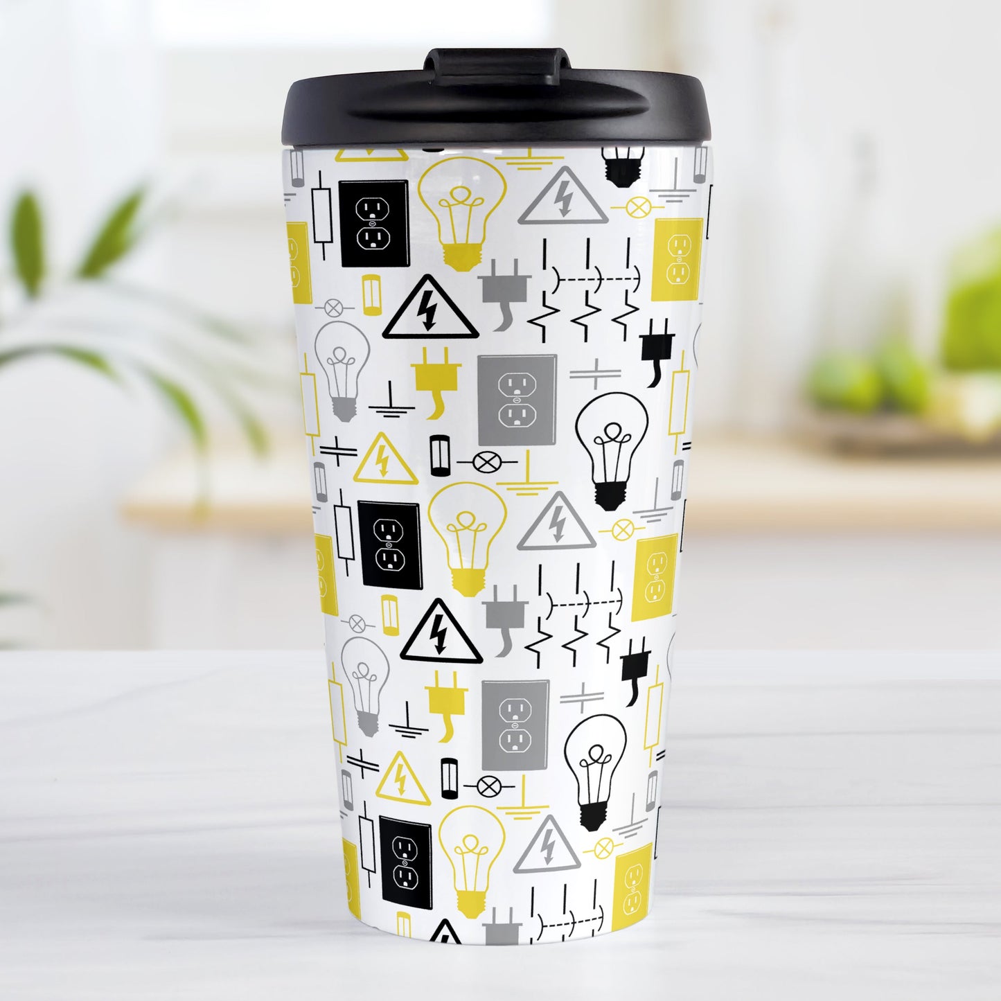 Yellow Electrical Electrician Travel Mug
