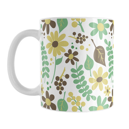 Yellow Green Brown Floral Pattern Mug
