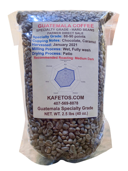 (2.5 Lbs) Guatemala Green Coffee Beans Raw Unroasted- Hard, Strictly Hard and Marsellesa